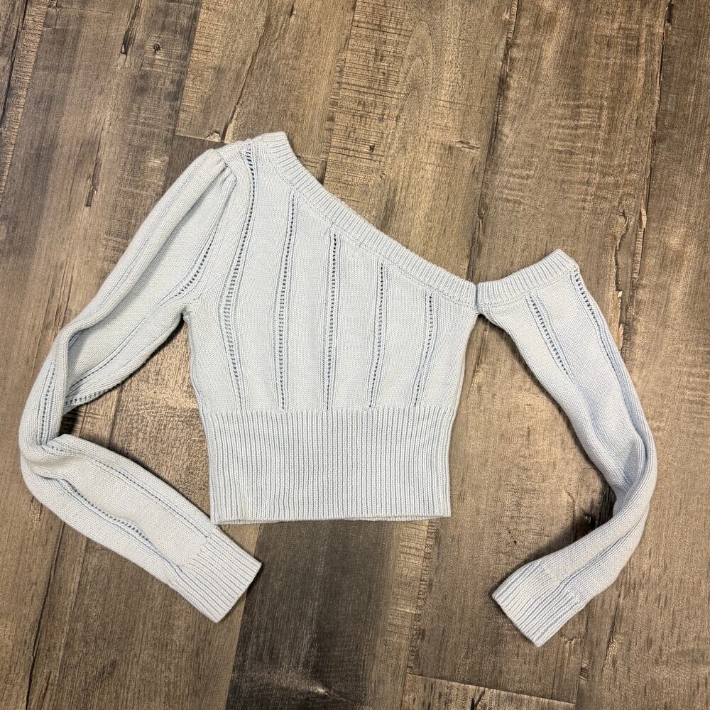 MAJORELLE Light Blue Off-the-Shoulder Sweater - Picture 4 of 8